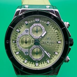 ATM Silver Watch with Green Strap